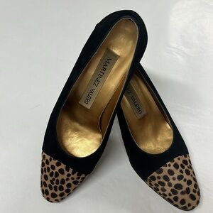Martinez Valero Black Suede Calf’s Hair Pumps